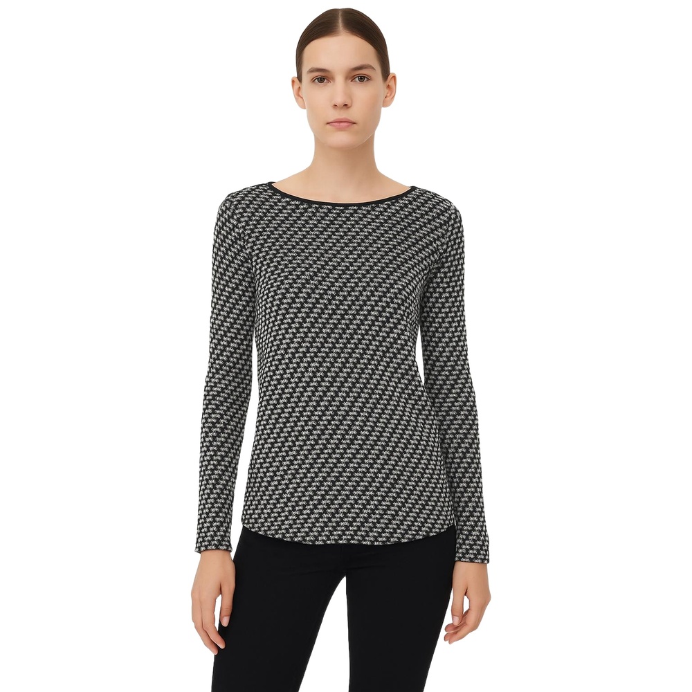 Zara Black White Textured Knit Round Neck Patterned Sweater Womens S
